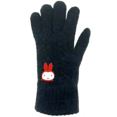 Japan Miffy Embroidery Smartphone Compatible Gloves - Miffy : Winter Black Pilot