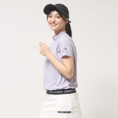 Japan Sanrio Ribbed Mock Neck Top with Hem Logo (L) - Hello Kitty : Sanrio Sports Lavender