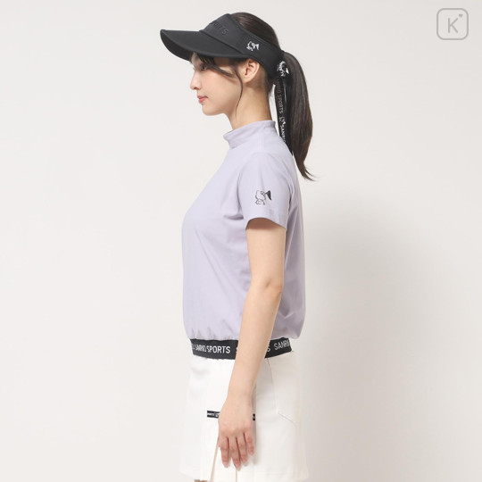 Japan Sanrio Ribbed Mock Neck Top with Hem Logo (L) - Hello Kitty : Sanrio Sports Lavender - 4