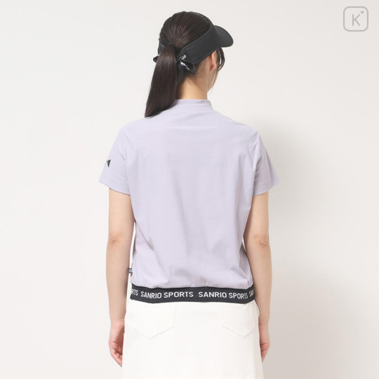 Japan Sanrio Ribbed Mock Neck Top with Hem Logo (L) - Hello Kitty : Sanrio Sports Lavender - 5