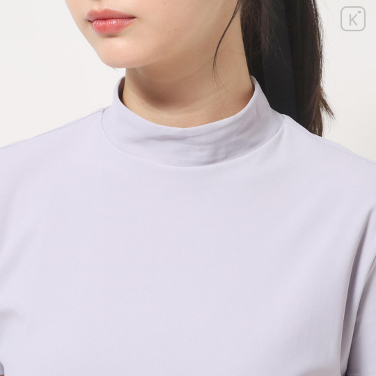 Japan Sanrio Ribbed Mock Neck Top with Hem Logo (L) - Hello Kitty : Sanrio Sports Lavender - 6