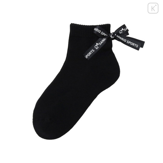 Japan Sanrio Back Ribbon Crew Socks - Hello Kitty : Sanrio Sports Black - 1