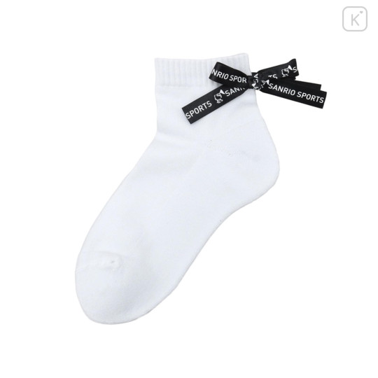 Japan Sanrio Back Ribbon Crew Socks - Hello Kitty : Sanrio Sports White - 1