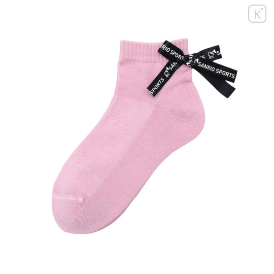 Japan Sanrio Back Ribbon Crew Socks - Hello Kitty : Sanrio Sports Pink - 1