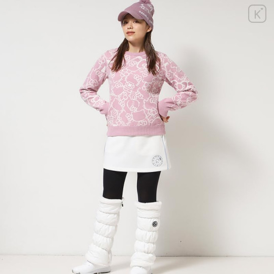 Japan Sanrio Double-Faced Knit Line Skirt (M) - Hello Kitty : Sanrio Sports White - 2