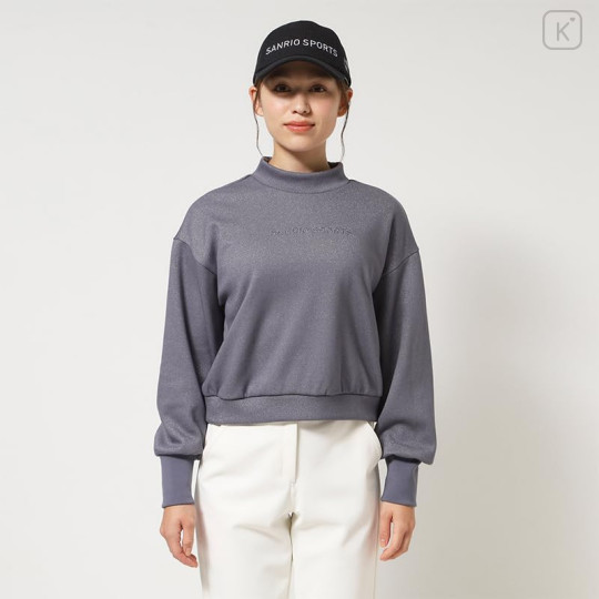 Japan Sanrio Glitter Fleece-Lined Logo Pullover (M) - Hello Kitty : Sanrio Sports Gray - 1