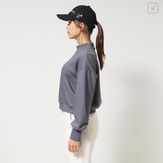 Japan Sanrio Glitter Fleece-Lined Logo Pullover (M) - Hello Kitty : Sanrio Sports Gray - 3