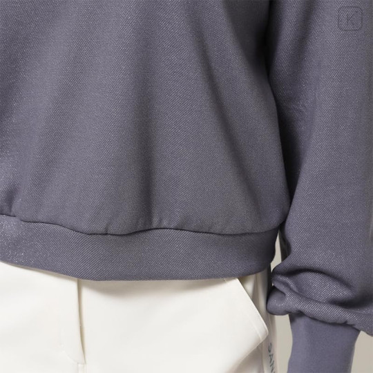 Japan Sanrio Glitter Fleece-Lined Logo Pullover (M) - Hello Kitty : Sanrio Sports Gray - 6
