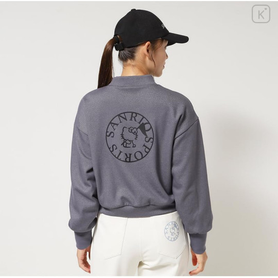 Japan Sanrio Glitter Fleece-Lined Logo Pullover (L) - Hello Kitty : Sanrio Sports Gray - 2