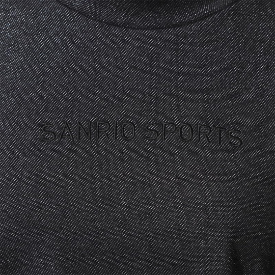 Japan Sanrio Glitter Fleece-Lined Logo Pullover (M) - Hello Kitty : Sanrio Sports Black - 5