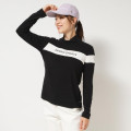 Japan Sanrio Two-Tone Logo Print Mock Neck Top (M) - Hello Kitty : Sanrio Sports Black - 1