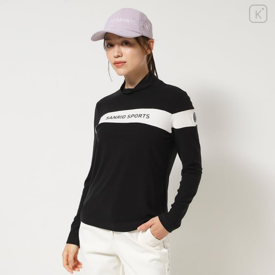 Japan Sanrio Two-Tone Logo Print Mock Neck Top (M) - Hello Kitty : Sanrio Sports Black - 2