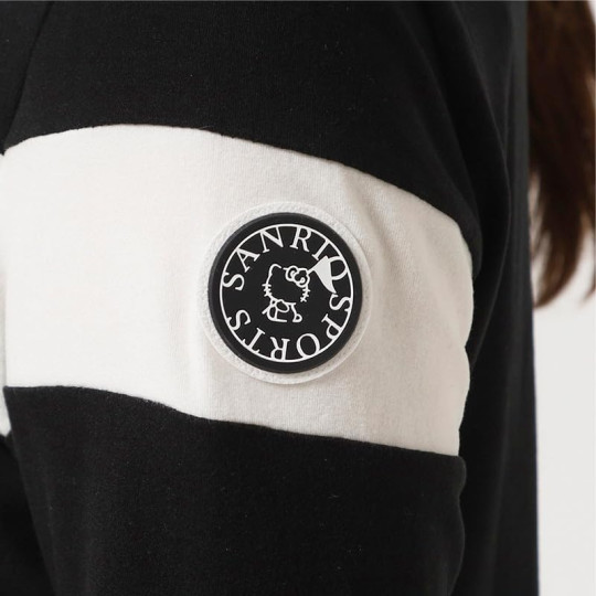 Japan Sanrio Two-Tone Logo Print Mock Neck Top (L) - Hello Kitty : Sanrio Sports Black - 5