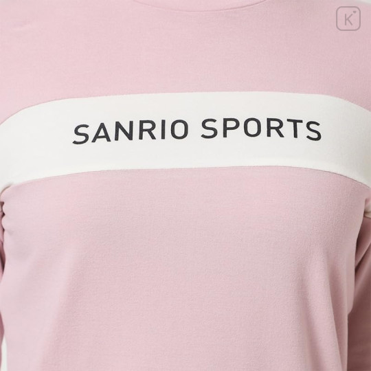 Japan Sanrio Two-Tone Logo Print Mock Neck Top (M) - Hello Kitty : Sanrio Sports Pink - 6