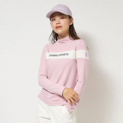 Japan Sanrio Two-Tone Logo Print Mock Neck Top (L) - Hello Kitty : Sanrio Sports Pink