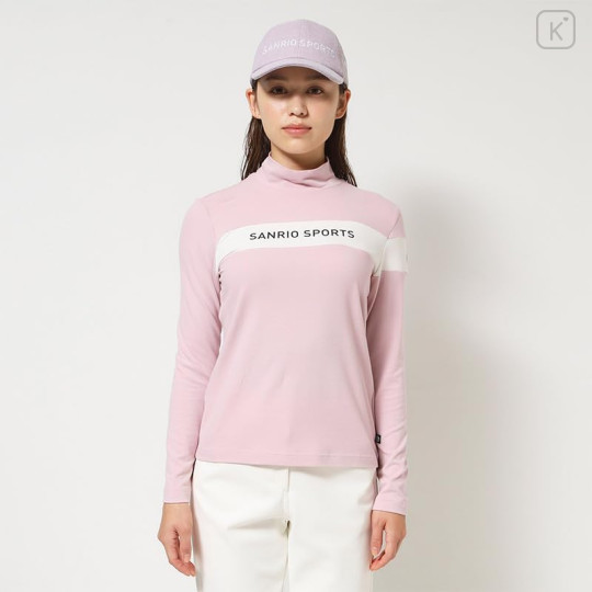 Japan Sanrio Two-Tone Logo Print Mock Neck Top (L) - Hello Kitty : Sanrio Sports Pink - 2