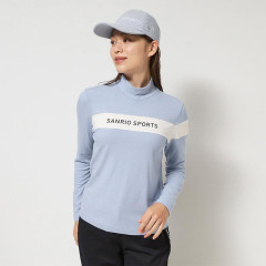 Japan Sanrio Two-Tone Logo Print Mock Neck Top (M) - Hello Kitty : Sanrio Sports Blue