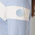 Japan Sanrio Two-Tone Logo Print Mock Neck Top (M) - Hello Kitty : Sanrio Sports Blue - 5