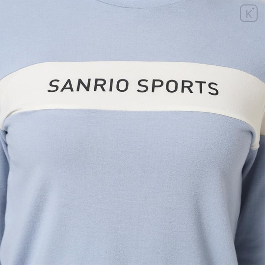 Japan Sanrio Two-Tone Logo Print Mock Neck Top (L) - Hello Kitty : Sanrio Sports Blue - 6