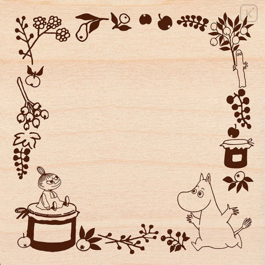 Japan Moomin Wooden Stamp - Little My & Moomintroll : Fruit Wreath - 1