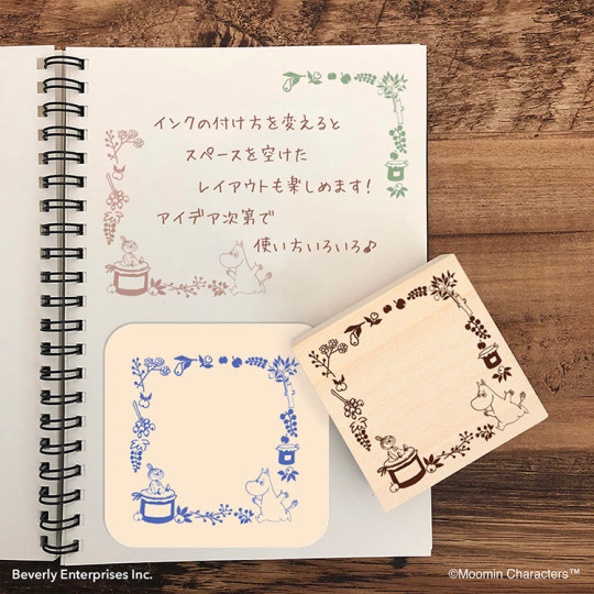 Japan Moomin Wooden Stamp - Little My & Moomintroll : Fruit Wreath - 2