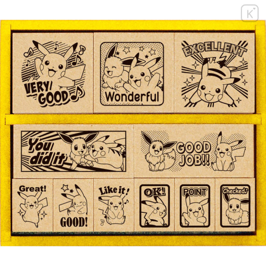 Japan Pokemon Wooden Reward Stamp Set - Pikachu : English - 1