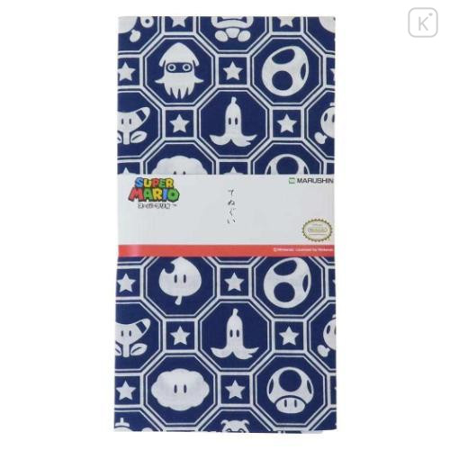 Japan Super Mario Japanese Tenugui Towel - Indigo - 4