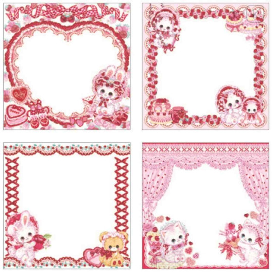 Japan Amenomori Fumika Square Memo Pad - Strawberry Retro - 2