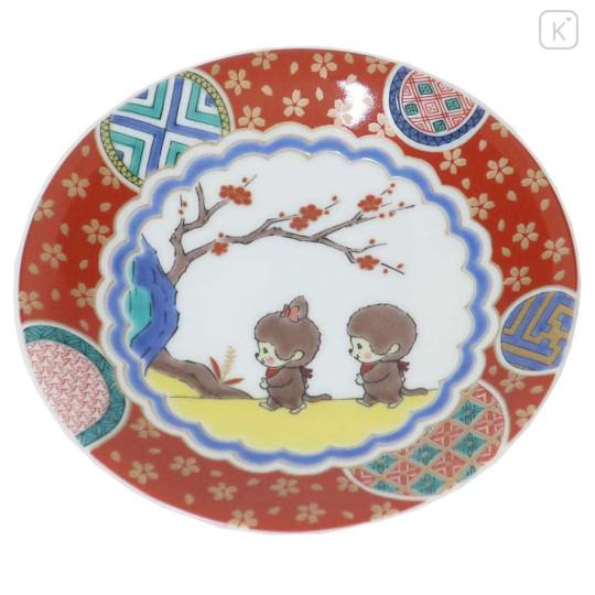 Japan Monchhichi Kutani Ware Small Plate - Shozo-style Colored Gold Brocade Kinsho - 1