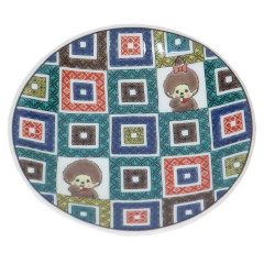 Japan Monchhichi Kutani Ware Small Plate - Colored Stone Pavement Pattern