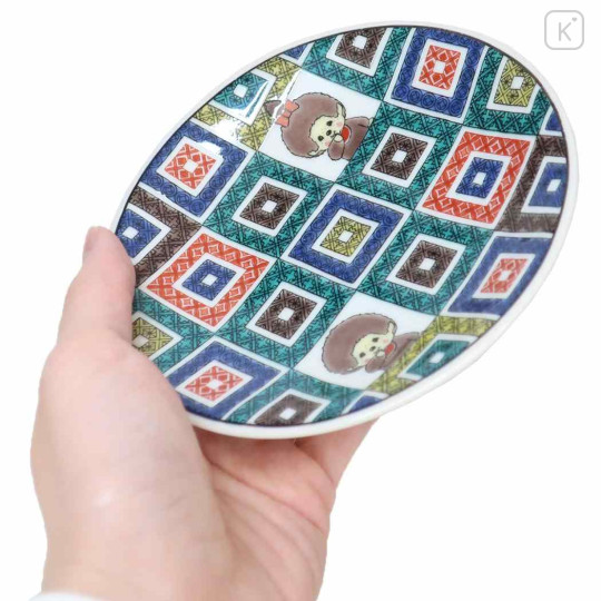 Japan Monchhichi Kutani Ware Small Plate - Colored Stone Pavement Pattern - 2