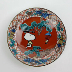 Japan Peanuts Kutani Ware Small Plate - Snoopy : Red Painting
