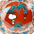 Japan Peanuts Kutani Ware Small Plate - Snoopy : Red Painting - 3