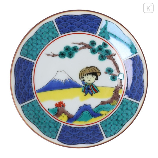 Japan Chibi Maruko Chan Kutani Ware Small Plate - Momoko Sakura : Sandogasa - 1