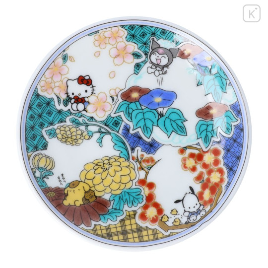 Japan Sanrio Kutani Ware Small Plate - Hanamaru Four Seasons Flower Garden - 1