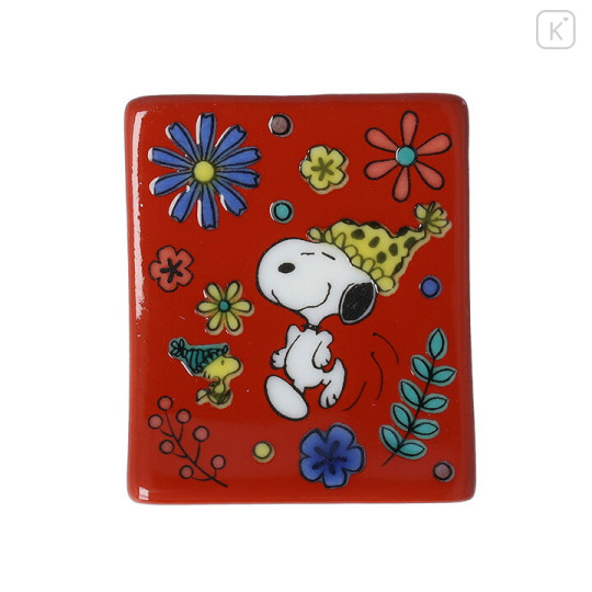 Japan Peanuts Kutani Ware Chopstick Rest - Snoopy : Mokubei Style - 1
