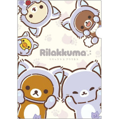 Japan San-X A4 Clear Holder - Rilakkuma : Rilakkuma and Awawaneko New Friends