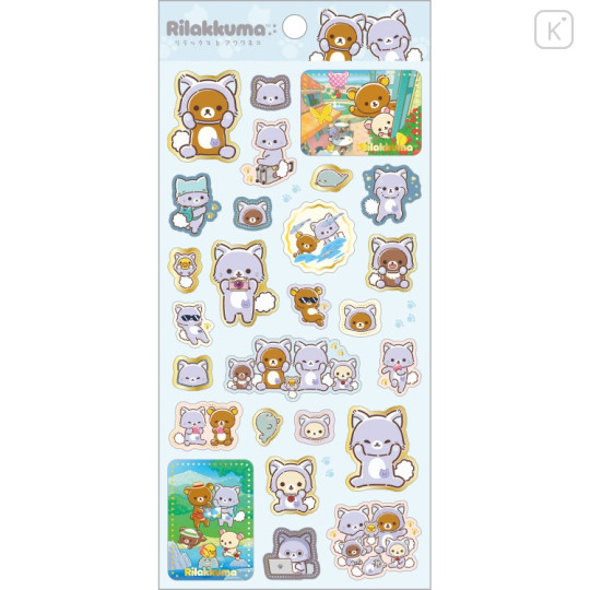 Japan San-X Sticker Sheet - Rilakkuma : Rilakkuma and Awawaneko Travel - 1
