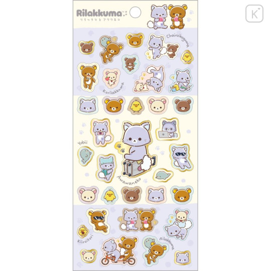 Japan San-X Sticker Sheet - Rilakkuma : Rilakkuma and Awawaneko New Friends - 1