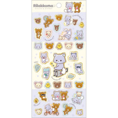 Japan San-X Sticker Sheet - Rilakkuma : Rilakkuma and Awawaneko New Friends