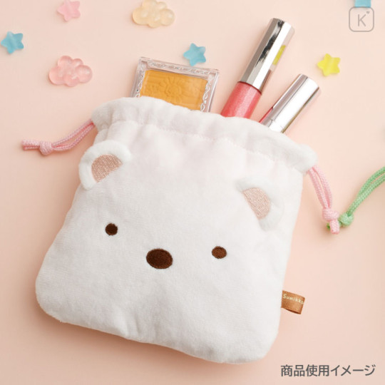 Japan San-X Plush Drawstring Bag - Sumikko Gurashi : Shirokuma Polar Bear - 3