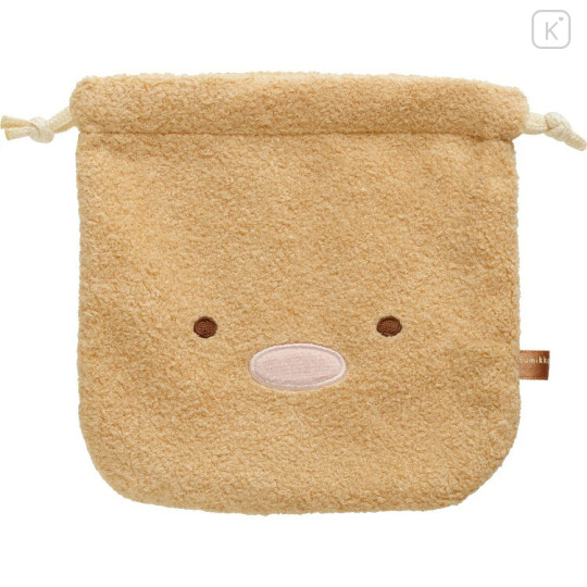 Japan San-X Plush Drawstring Bag - Sumikko Gurashi : Tonkatsu Fried Pork Cutlet - 1