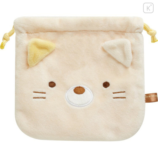 Japan San-X Plush Drawstring Bag - Sumikko Gurashi : Neko Calico Cat - 1