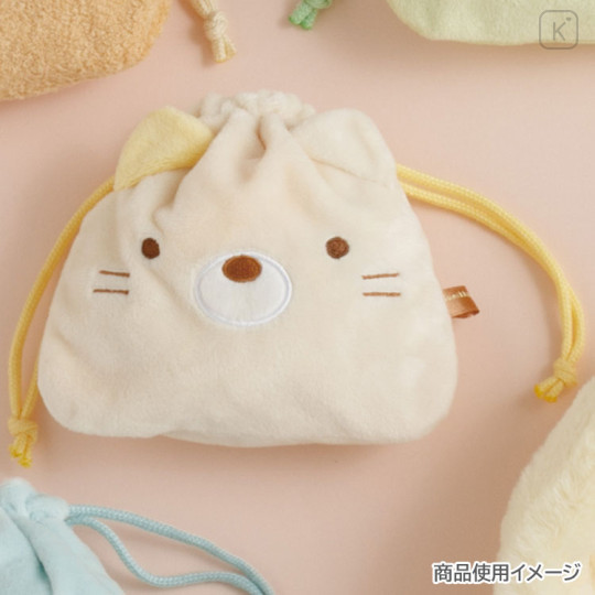 Japan San-X Plush Drawstring Bag - Sumikko Gurashi : Neko Calico Cat - 2