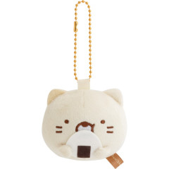 Japan San-X Plush Mirror Keychain - Sumikko Gurashi : Neko Calico Cat