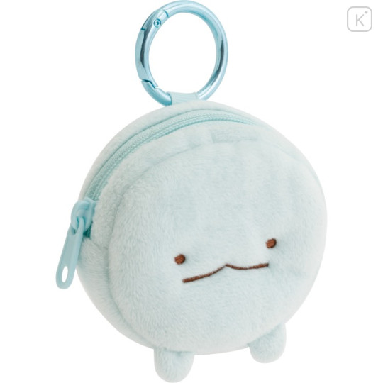 Japan San-X Plush Mini Pouch with Carabiner - Sumikko Gurashi : Tokage Dinosaur Lizard - 1