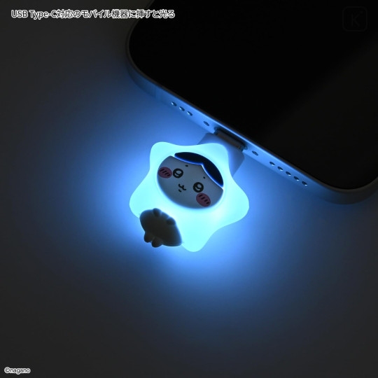 Japan Chiikawa Powattomo Soft Glow USB-C Charm Pin - Hachiware - 3