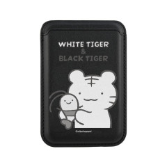 Japan White Tiger and Black Tiger MagSafe Card Wallet - Black