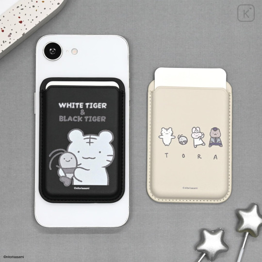 Japan White Tiger and Black Tiger MagSafe Card Wallet - Black - 6