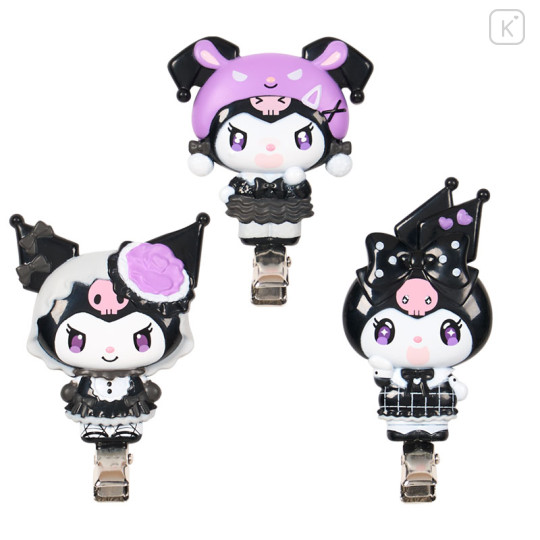 Japan Sanrio Original Bangs Clip Set - Kuromi : All Black Kuromi Mode - 2